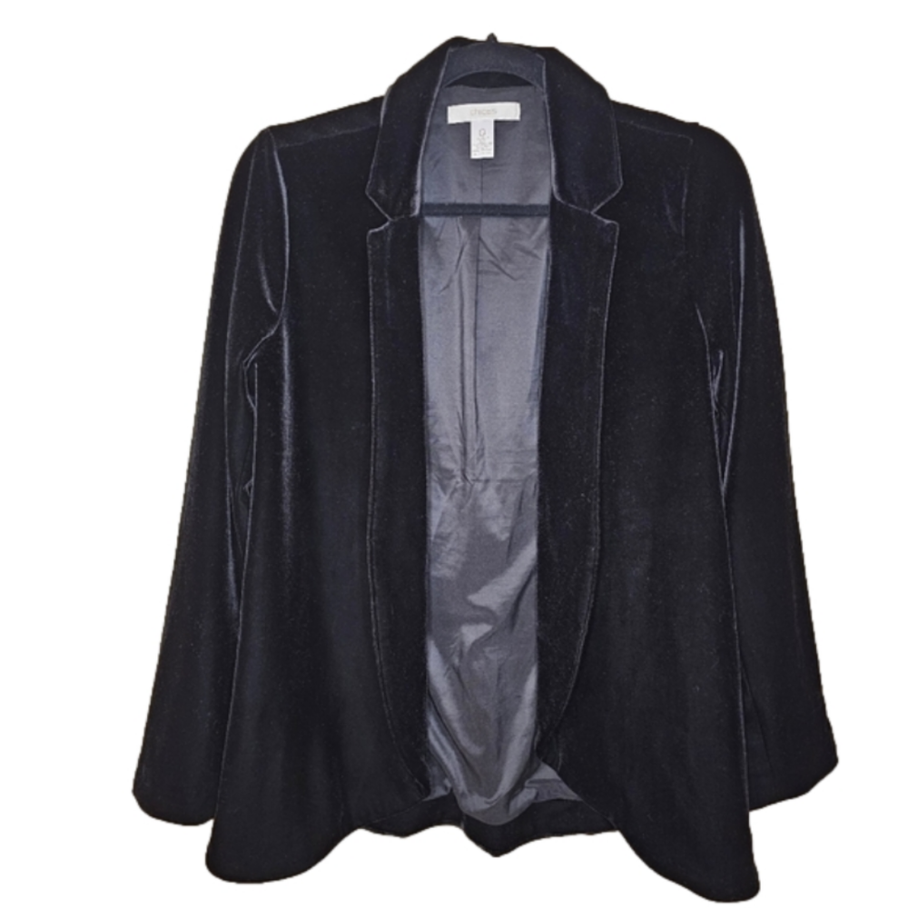 Chico's Black Velvet Blazer Top Size XS